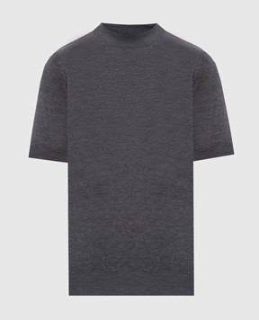 Brunello Cucinelli Gray silk t-shirt MNB805404