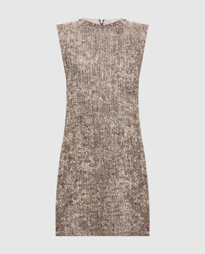 Brunello Cucinelli Beige sequined wool mini dress MRKR12A90