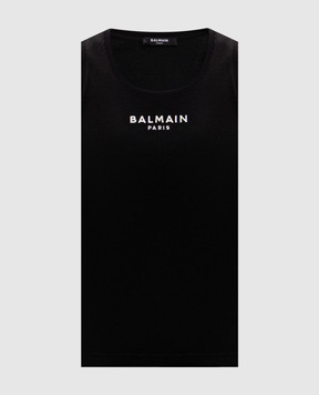Balmain Black T-shirt with contrasting logo embroidery HF1EB075BD10