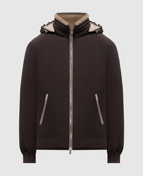 Brunello Cucinelli Brown down jacket with contrasting trim MV4061606