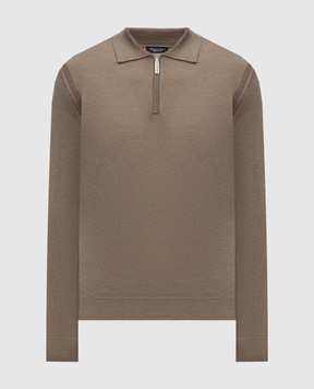 Stefano Ricci Brown cashmere and silk polo shirt K606125P30F26302