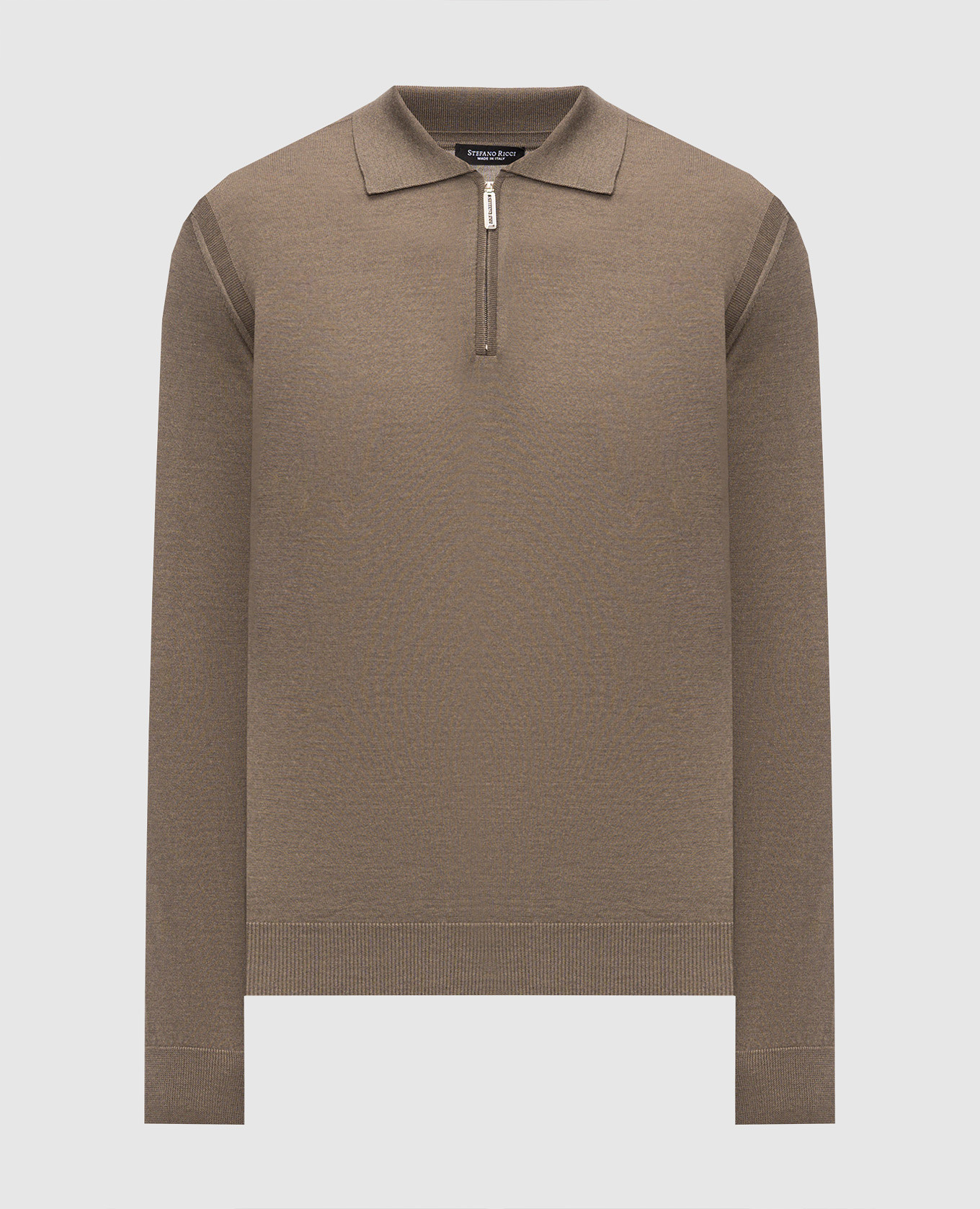 Brown cashmere and silk polo shirt