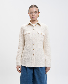 Gabriela Hearst John Austin white shirt jacket in cashmere, wool and silk 1251151C075