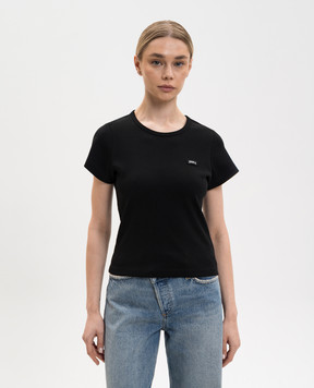 Juun.j Black T-shirt with logo patch JW6242W005