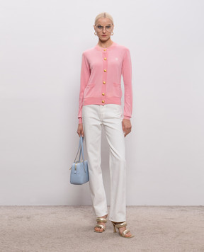 Balmain Pink cardigan with silk GF0KL280KJ53