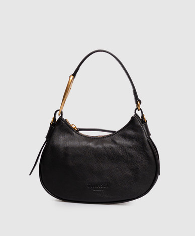Black logo embossed hobo bag