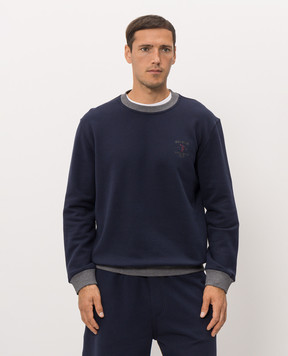 Brunello Cucinelli Blue sweatshirt with embroidery MM8263390G