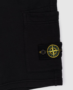 Stone Island Children's black shorts with logo L1S166200006S004068