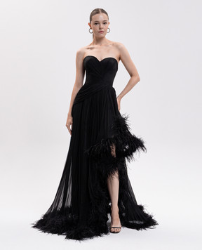 Iris Serban Black bustier dress with a harvester effect LERA