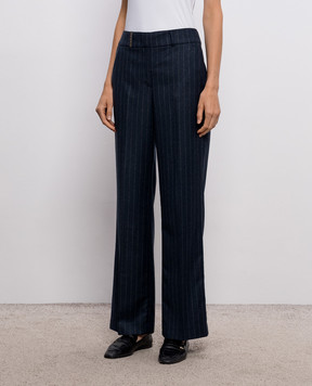 Peserico Blue striped wool pants A04283Z03362