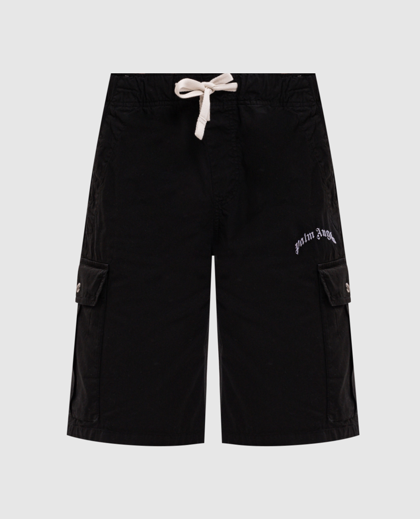 Black cargo shorts with logo embroidery
