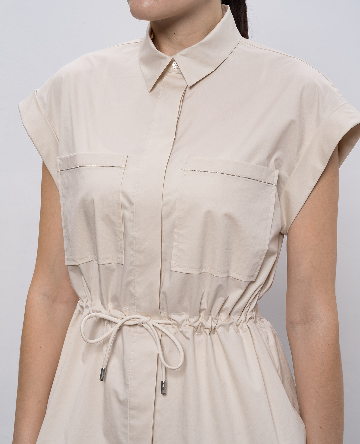 

Beige shirt with monil chain Peserico