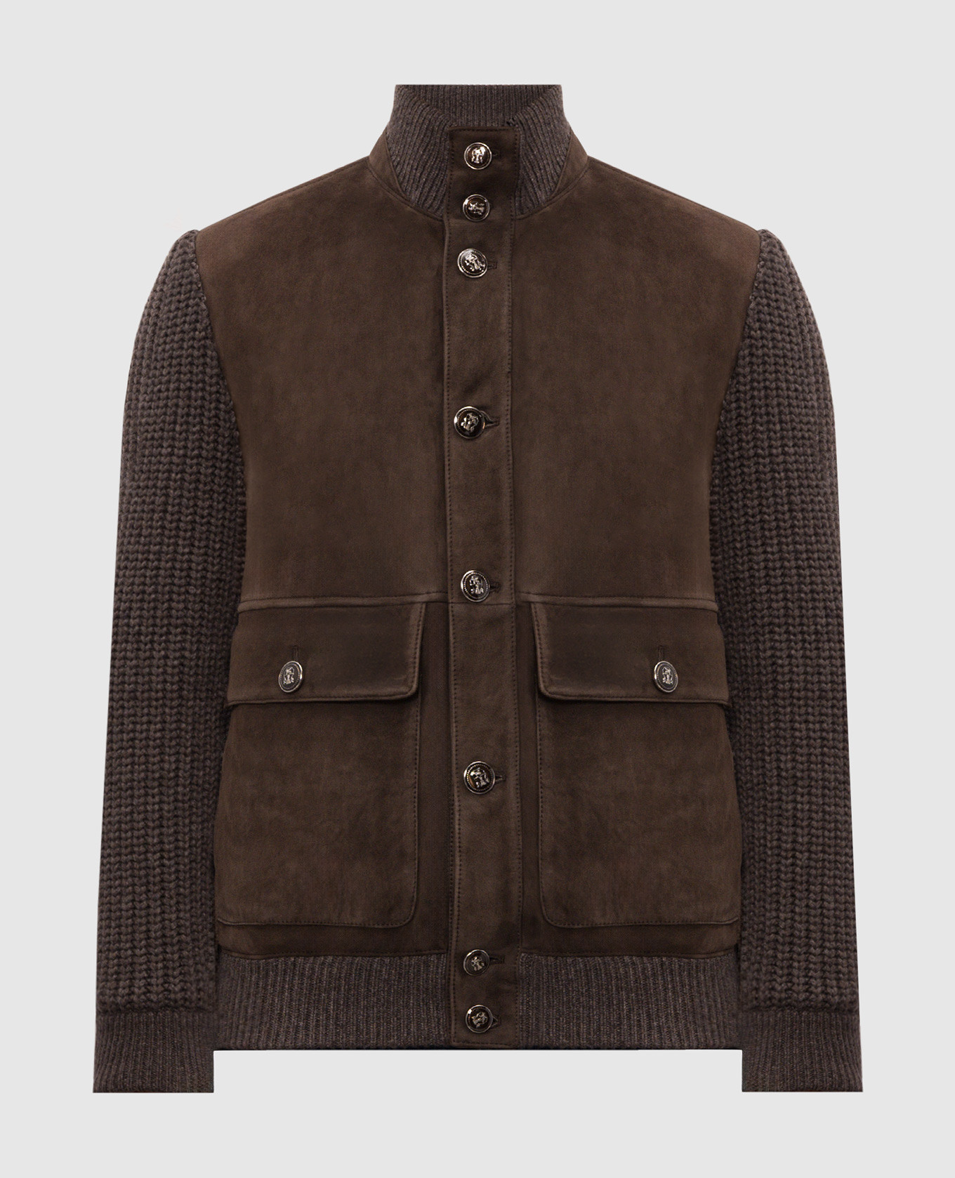 Brown combination jacket with fur