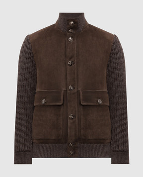 Brunello Cucinelli Brown combination jacket with fur MPMVS2060