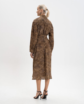 Max Mara Weekend Brown WKDDOLMEN shirt dress with animal print WKDDOLMEN