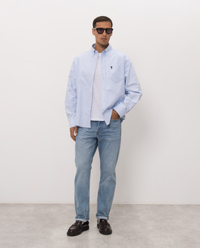 Ami Paris Blue shirt with embroidered emblem HSH822CO0031