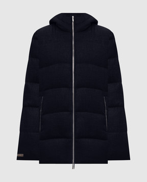 Peserico Blue down jacket with monil chain A24120DB1945