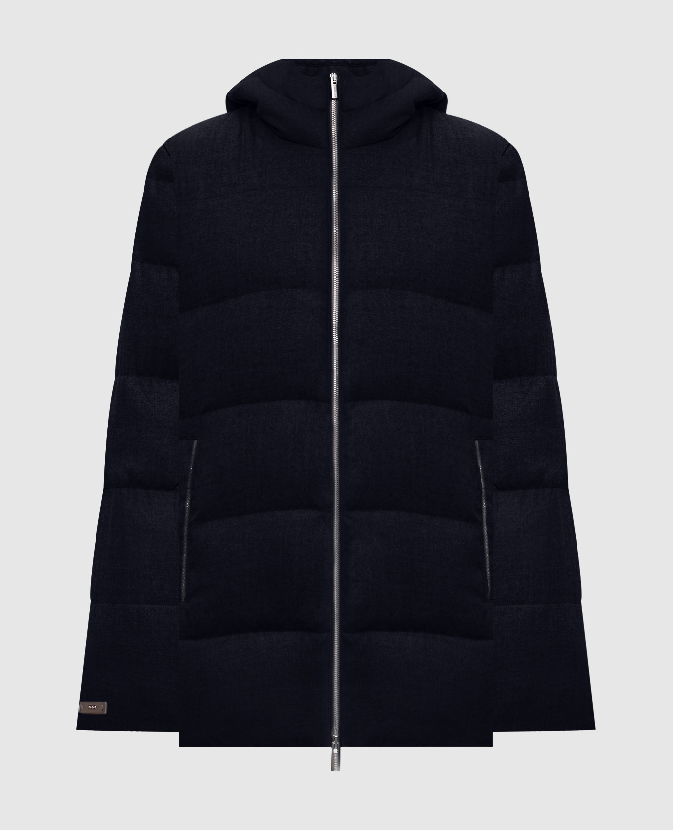 Blue down jacket with monil chain