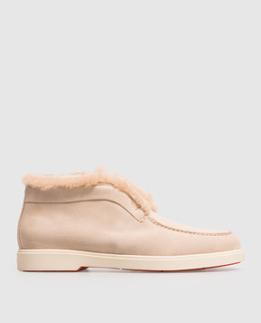 Santoni Beige suede deserts with fur WUYA58457TISAPFR