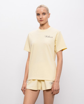 Sporty & Rich Avenue yellow T-shirt with contrast print TO11976083YE02