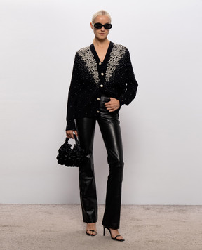 AMIRI Black wool and cashmere cardigan with beads AM426KN010