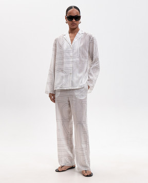 Toteme White pants with contrasting monogram embroidery 243WRB1092FB0239