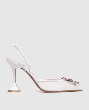 Amina Muaddi Begum white slingbacks with crystals 13S362832BEG