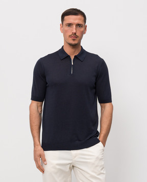 Castangia dal 1850 Blue polo with silk DBPZ1S26