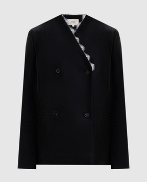Loulou de Saison LEANDRA black double-breasted wool and cashmere jacket LEANDRA