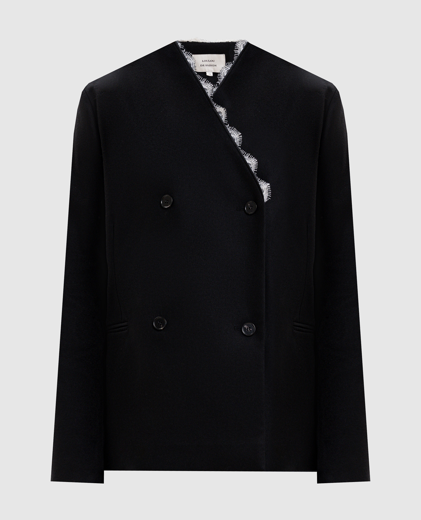 LEANDRA black double-breasted wool and cashmere jacket