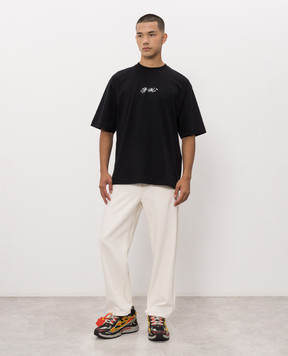 Off-White Black T-shirt with embroidered logo 44MAA120F26J011