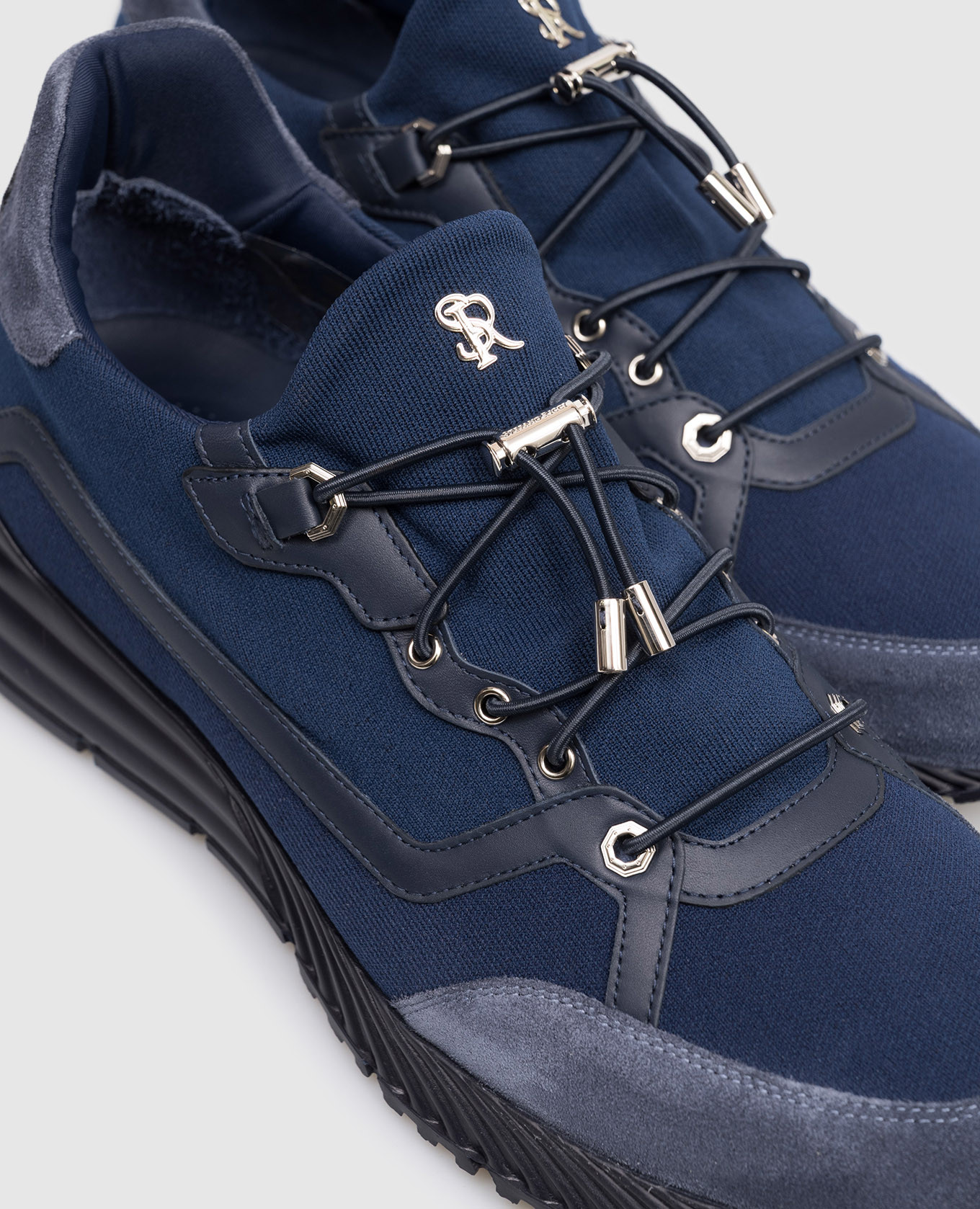 

Blue combination sneakers with monogram logo Stefano Ricci