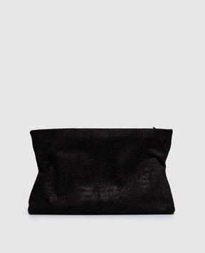 Marsell Diessepi black suede bag with crocodile embossed pattern MB0481P042