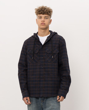 Off-White Blue checked shirt with hood 44MGE056F26F001