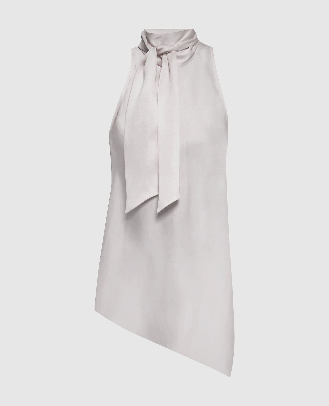 Gray silk blouse with monil chain
