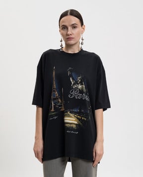 Vetements Black Paris T-shirt ME76TR244Bw