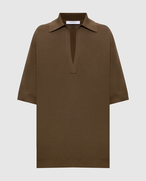 Max Mara MALPINO khaki top with polo collar MXMALPINO