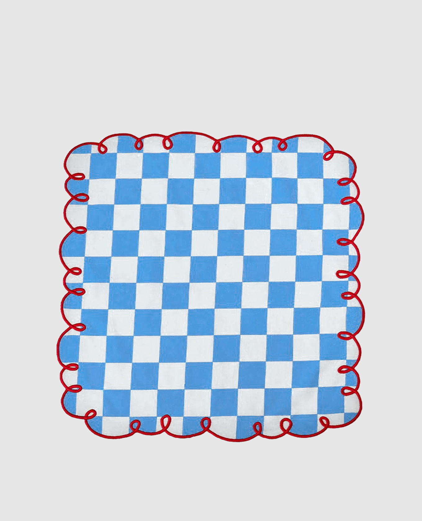 Set of blue checkered serving napkins