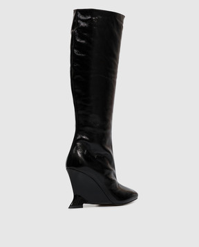 Balmain Black patent leather boots HN0TA305LMSI
