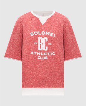 Brunello Cucinelli Red T-shirt with branded print MR8313378G