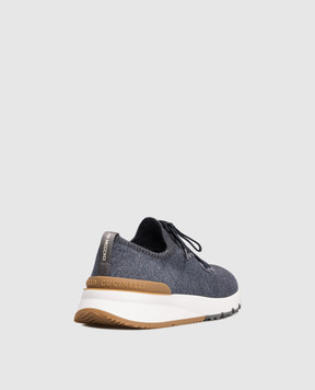 Brunello Cucinelli Blue melange sneakers with textured logo MZUKISO250