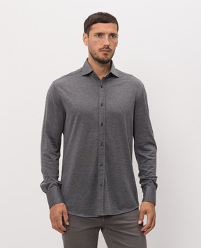 Brunello Cucinelli Gray melange silk shirt MH8366686