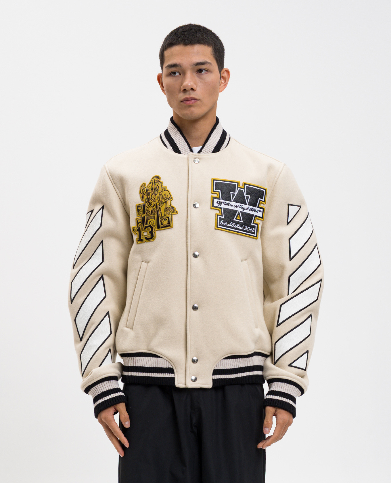 Beige Lion bomber jacket with wool Off-White 3