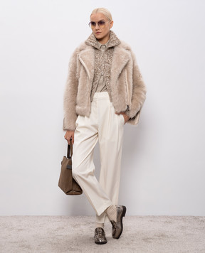 Brunello Cucinelli White wool pants with monil chain MA033P9045
