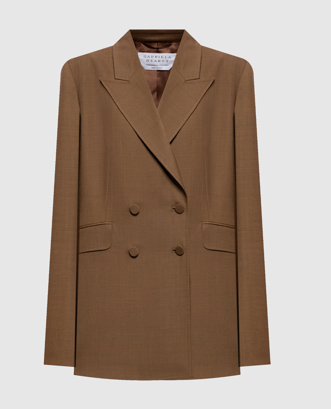 Angela brown double-breasted wool and silk jacket