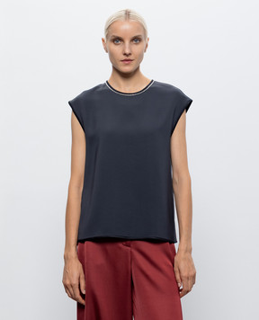 Peserico Blue top with chain moil E06994A1972