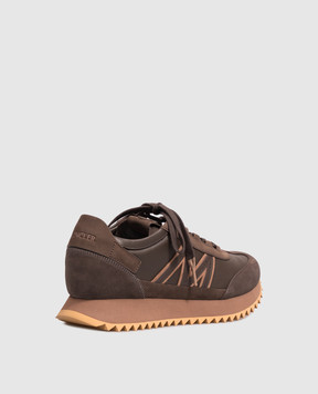 Moncler Pacey2 brown leather sneakers with logo L209A4M00130N0547