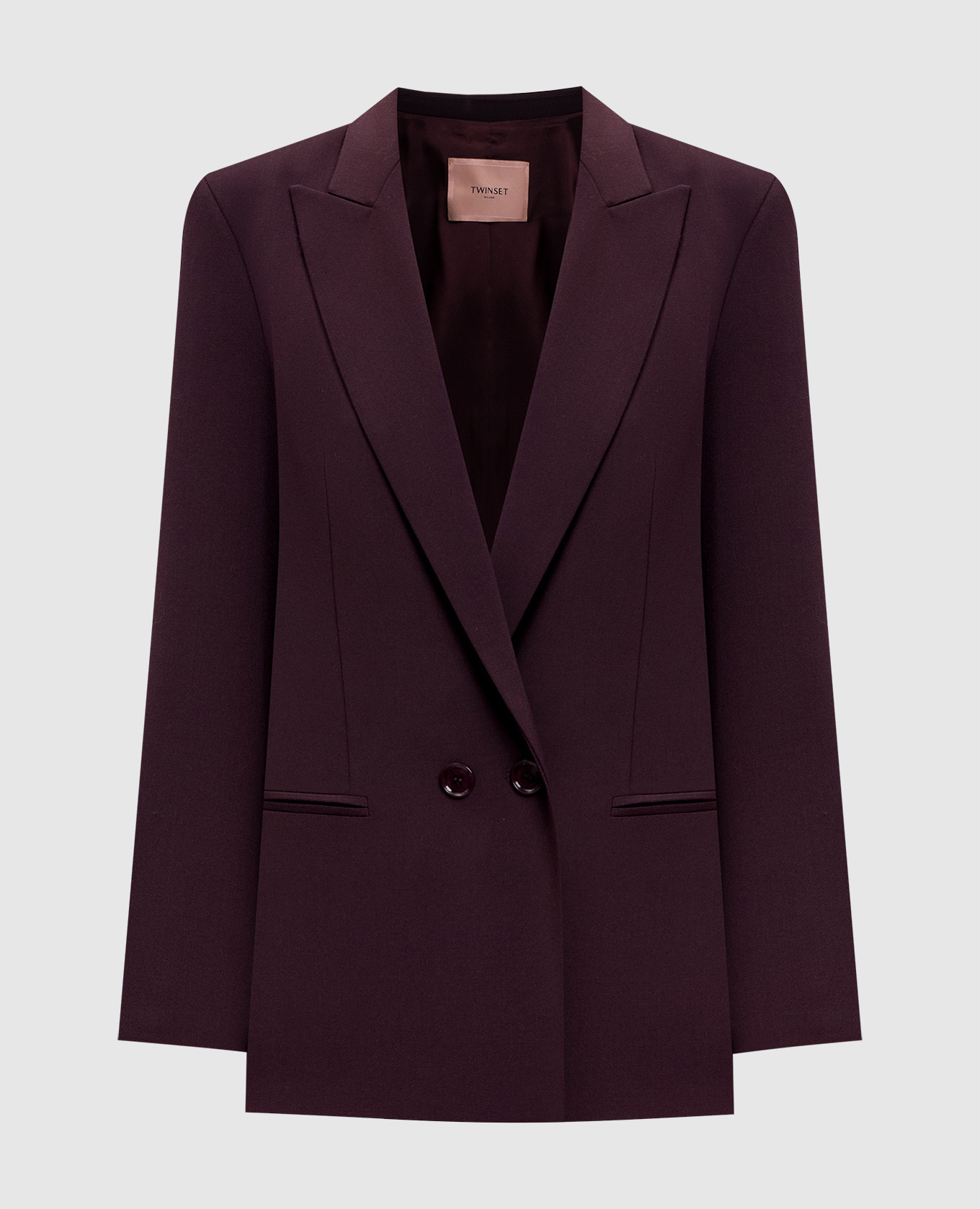 Veste croisée en laine bordeaux avec logo