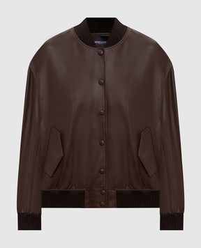 Simonetta Ravizza Livia brown leather bomber jacket S06JA311L1