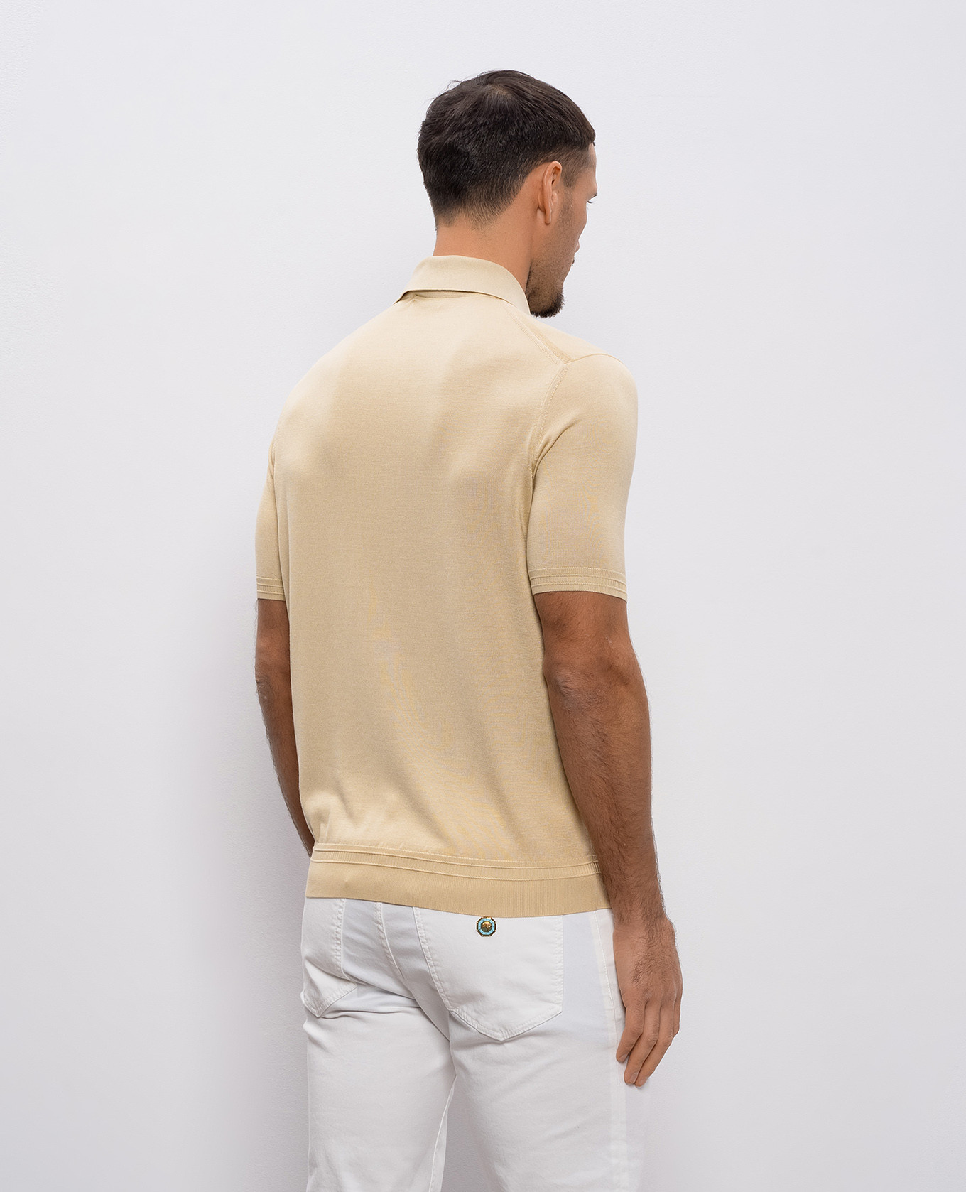Yellow silk polo with monogram logo Stefano Ricci 4